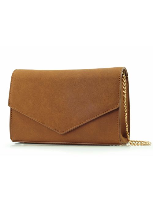 Minimalist Evening Envelope Clutch Chain Shoulder Bag Women Faux Leather Suede Purse