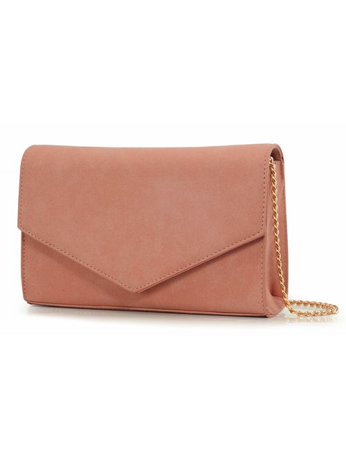 Minimalist Evening Envelope Clutch Chain Shoulder Bag Women Faux Leather Suede Purse