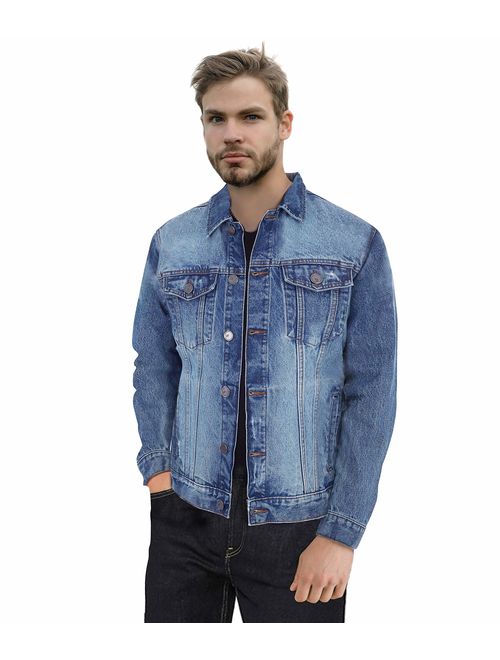 X RAY Mens Denim Jacket Washed Casual Trucker Jean Jacket for Men