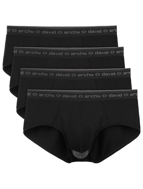 DAVID ARCHY Men's 4 Pack Micro Modal Separate Pouch Briefs with Fly