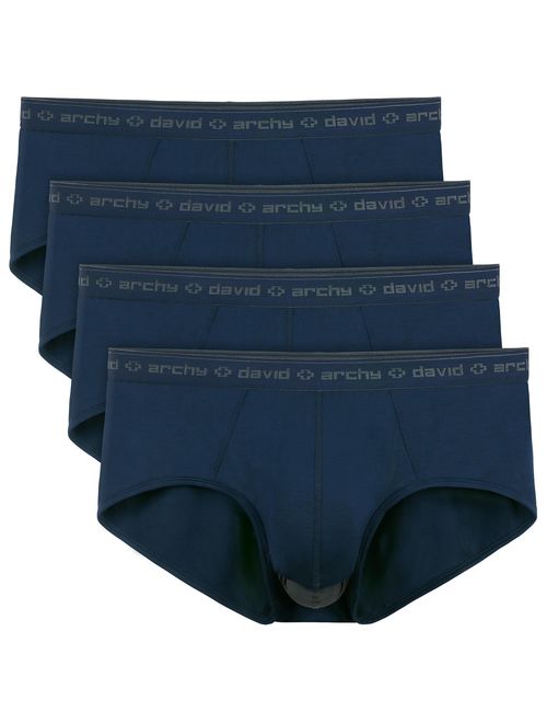 DAVID ARCHY Men's 4 Pack Micro Modal Separate Pouch Briefs with Fly