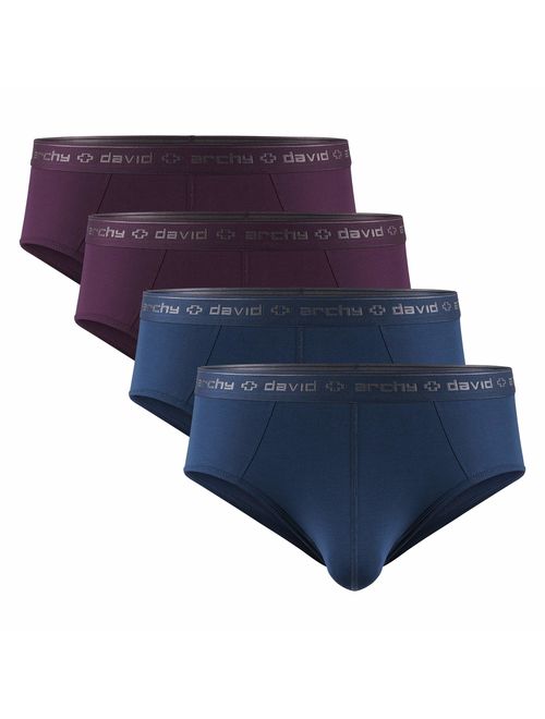 DAVID ARCHY Men's 4 Pack Micro Modal Separate Pouch Briefs with Fly