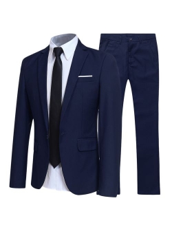 YFFUSHI Slim Fit 2 Piece Suit for Men One Button Casual/Formal/Wedding Tuxedo