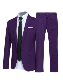 YFFUSHI Slim Fit 2 Piece Suit for Men One Button Casual/Formal/Wedding Tuxedo