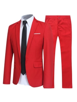 YFFUSHI Slim Fit 2 Piece Suit for Men One Button Casual/Formal/Wedding Tuxedo