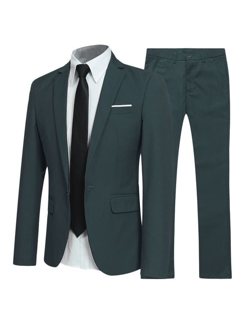 YFFUSHI Slim Fit 2 Piece Suit for Men One Button Casual/Formal/Wedding Tuxedo