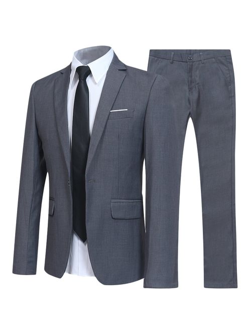 YFFUSHI Slim Fit 2 Piece Suit for Men One Button Casual/Formal/Wedding Tuxedo