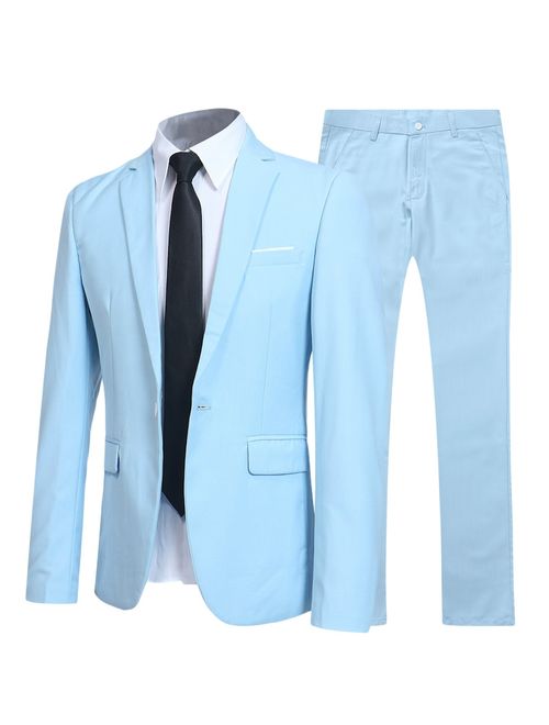 YFFUSHI Slim Fit 2 Piece Suit for Men One Button Casual/Formal/Wedding Tuxedo