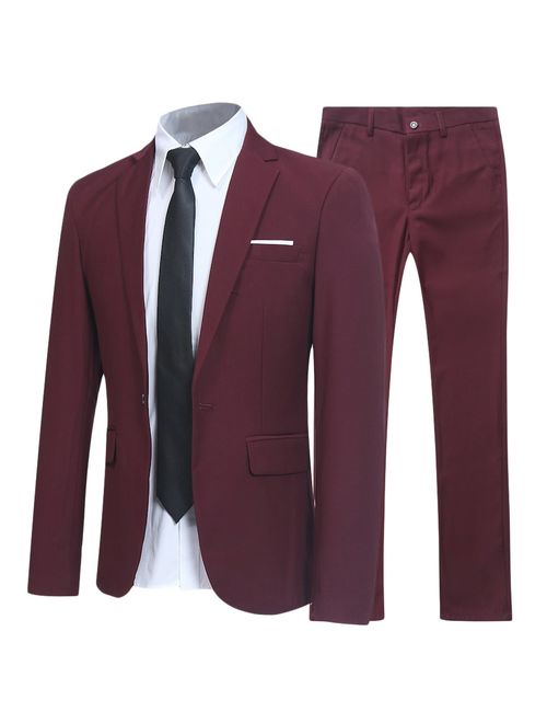 YFFUSHI Slim Fit 2 Piece Suit for Men One Button Casual/Formal/Wedding Tuxedo