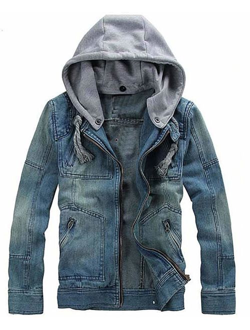 XueYin Men's Denim Jacket Slim Fit Plus Size