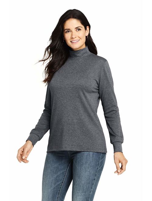 Lands' End Women's Relaxed Cotton Long Sleeve Mock Turtleneck