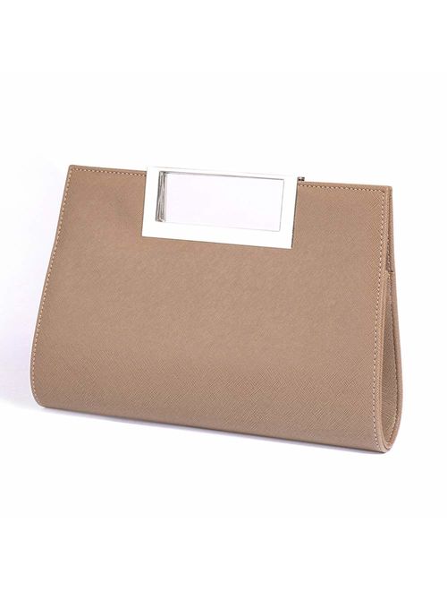 WALLYN'S Clutch Purse for Women Evening Party Metal Grip Cut it out Handbag with Shoulder Chain Strap