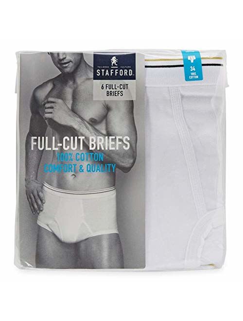 Stafford 6 Pack 100% Cotton Full-Cut Briefs White