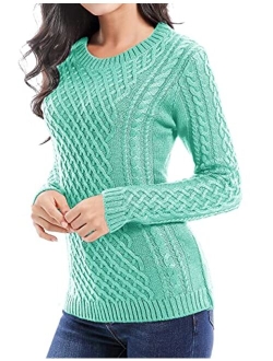 v28 Women Crew Neck Knit Stretchable Elasticity Long Sleeve Sweater Jumper Pullover