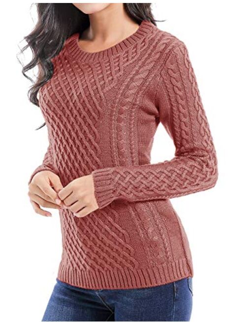 v28 Women Crew Neck Knit Stretchable Elasticity Long Sleeve Sweater Jumper Pullover