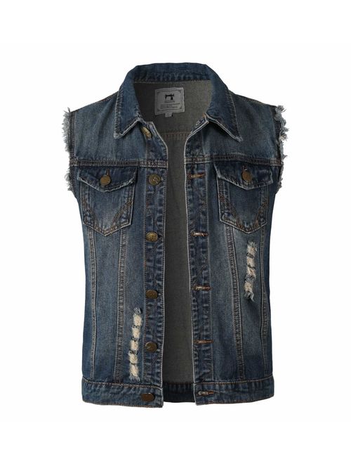 Homovater Men's Classic Denim Jacket Button Front Trucker Jean Jackets