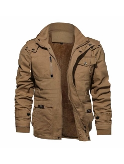 TACVASEN Men's Jacket-Casual Winter Cotton Military Jacket Thicken Hooded Cargo Coat