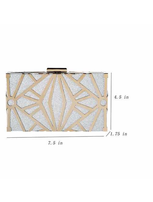 CARIEDO Women Evening Bag Elegant Clutch Purse Exquisite Velvet Metal Hollow out Handbags Prom Wedding Party