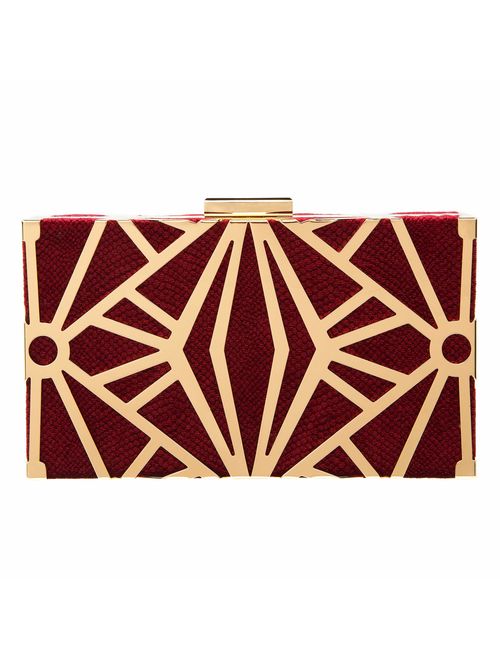 CARIEDO Women Evening Bag Elegant Clutch Purse Exquisite Velvet Metal Hollow out Handbags Prom Wedding Party