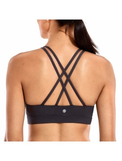 Strappy Padded Sports Bra for Women Activewear Medium Support Workout Yoga Bra Tops