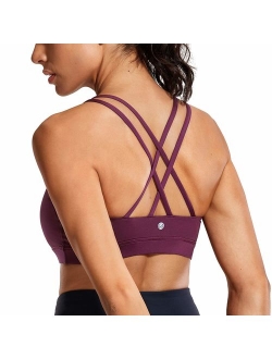 Strappy Padded Sports Bra for Women Activewear Medium Support Workout Yoga Bra Tops