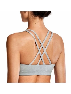 Strappy Padded Sports Bra for Women Activewear Medium Support Workout Yoga Bra Tops