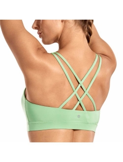 Strappy Padded Sports Bra for Women Activewear Medium Support Workout Yoga Bra Tops