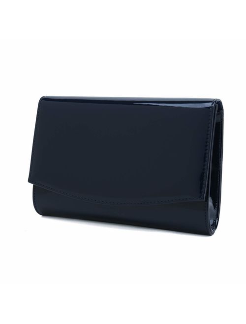 Charming Tailor Patent Leather Flap Clutch Classic Elegant Evening Bag Chic Dress Purse