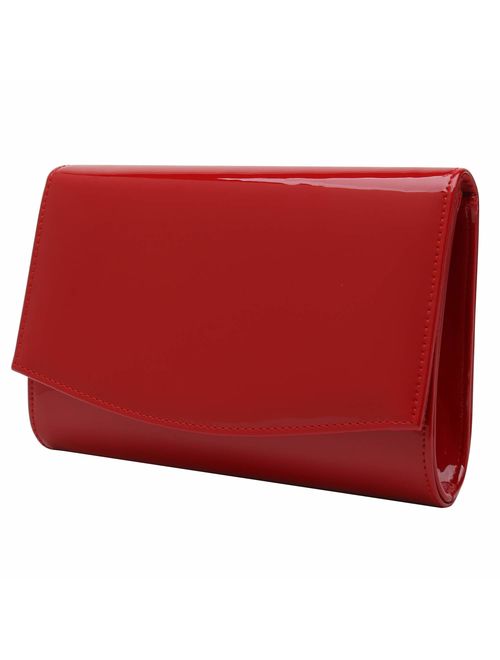 Charming Tailor Patent Leather Flap Clutch Classic Elegant Evening Bag Chic Dress Purse