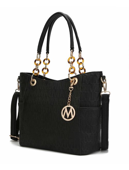 Mia K Collection Crossbody Shoulder Handbag for Women, PU Leather Pocketbook Top-Handle Purse Tote-Satchel Bag