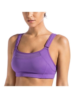 SYROKAN Women's Bounce Control Wirefree Front Adjustable High Impact Maximum Support Sports Bras