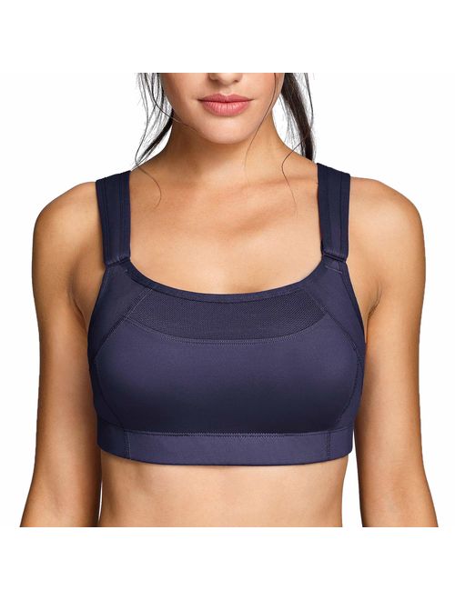 SYROKAN Women's Bounce Control Wirefree Front Adjustable High Impact Maximum Support Sports Bras