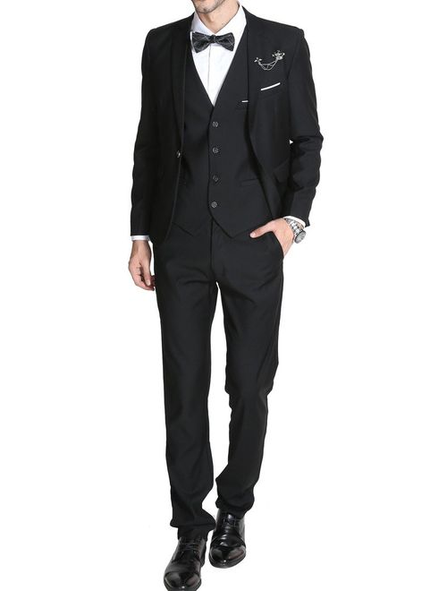 MOGU Mens Suits Slim Fit 3 Piece