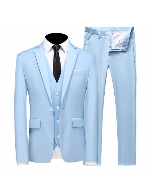 MOGU Mens Suits Slim Fit 3 Piece