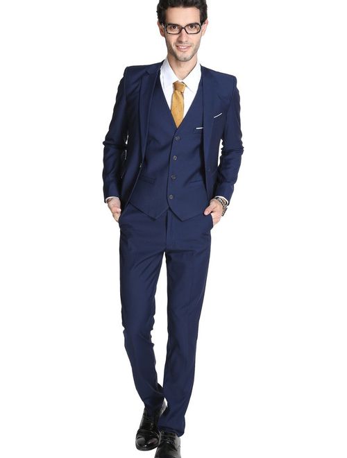 MOGU Mens Suits Slim Fit 3 Piece