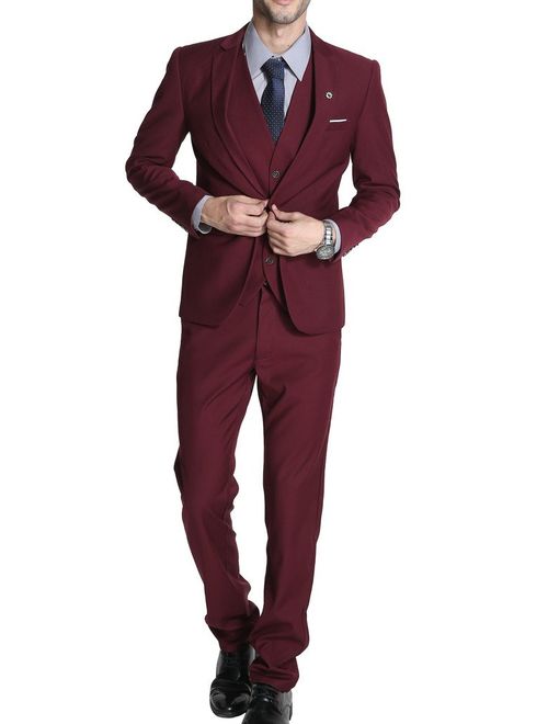 MOGU Mens Suits Slim Fit 3 Piece