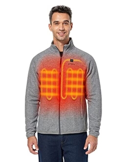 Men's Heated Fleece Jacket Full Zip with Battery Pack