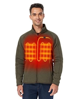 Men's Heated Fleece Jacket Full Zip with Battery Pack