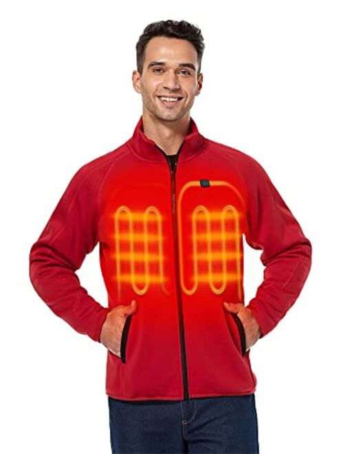 ORORO Men's Heated Fleece Jacket Full Zip with Battery Pack