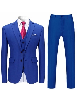 Mens Stylish 3 Piece Dress Suit Classic Fit Wedding Formal Jacket & Vest & Pants