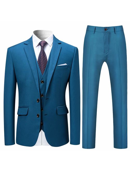 Mens Stylish 3 Piece Dress Suit Classic Fit Wedding Formal Jacket & Vest & Pants