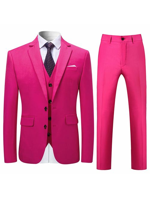 Mens Stylish 3 Piece Dress Suit Classic Fit Wedding Formal Jacket & Vest & Pants