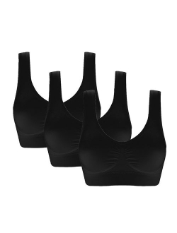 Vermilion Bird Women's 3 Pack Seamless Comfortable Sports Bra with Removable Pads