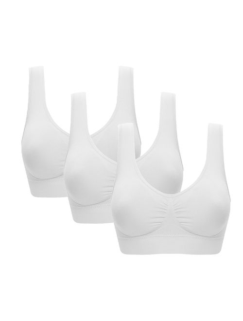 Vermilion Bird Women's 3 Pack Seamless Comfortable Sports Bra with Removable Pads