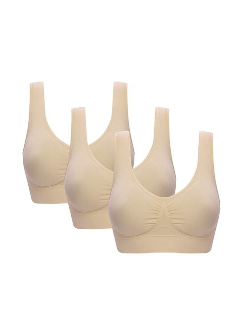 Vermilion Bird Women's 3 Pack Seamless Comfortable Sports Bra with Removable Pads