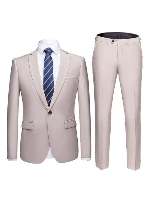 Buy WULFUL Men's Suit One Button Slim Fit 2 Piece Suit for Men Casual ...