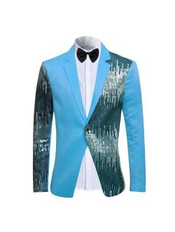 Men's 2-Piece Suit Casual 1 Button Slim Fit Prom Suit Stylish Sequin