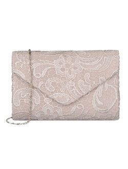 Baglamor Women's Elegant Floral Lace Envelope Clutch Evening Prom Handbag Purse