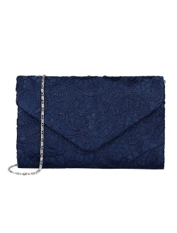 Baglamor Women's Elegant Floral Lace Envelope Clutch Evening Prom Handbag Purse