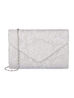 Baglamor Women's Elegant Floral Lace Envelope Clutch Evening Prom Handbag Purse